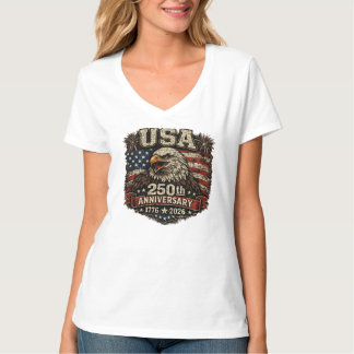 T-Shirt Rouge Blanc et Bleu Aigle Américain Patrio