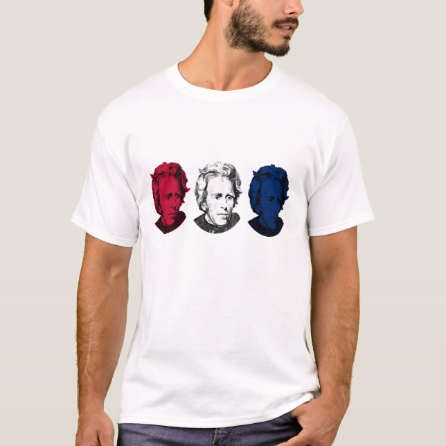 T-shirt Rouge, blanc, et bleu -- Andrew Jackson (Devant)