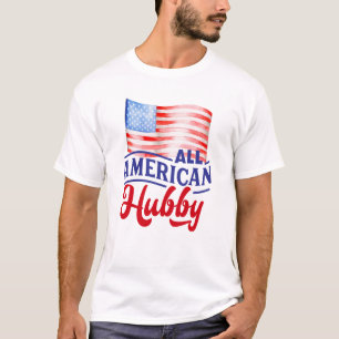 T-shirt Rouge blanc et bleu floral All American Hubby
