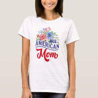 Rouge blanc et bleu floral All American Mom