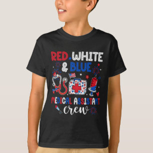 T-shirt Rouge Blanc Et Bleu Médicale Équipage Istant Heure