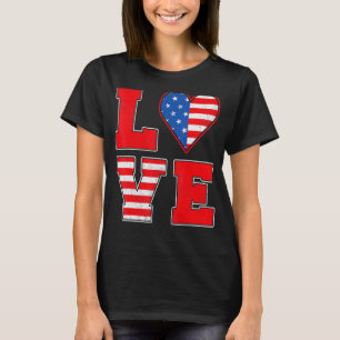 T-shirt Rouge Blanc Et Bleu Pour Femmes Fille Aimer Améric
