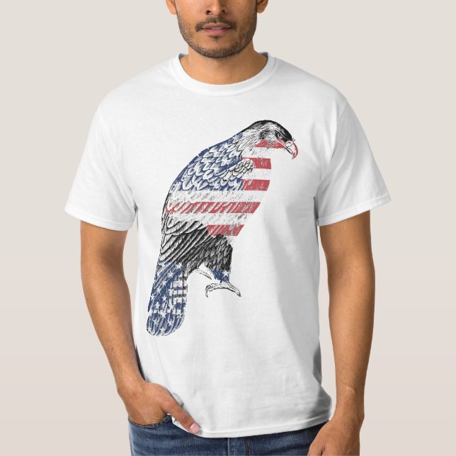 T-shirt Rouge Blanc Et Bleu USA Patriotique Eagle Art (Devant)
