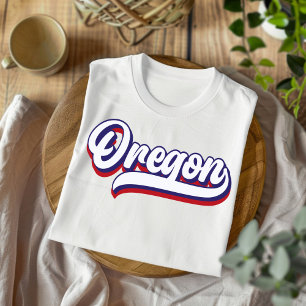 T-shirt rouge blanc et bleu Vintage de l'Oregon