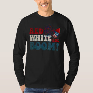 T-shirt Rouge Blanc Et Boom Patriotique 4 juillet Usa Fire