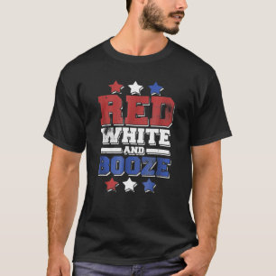 T-shirt Rouge Blanc Et Booze Drôle 4 juillet Boire