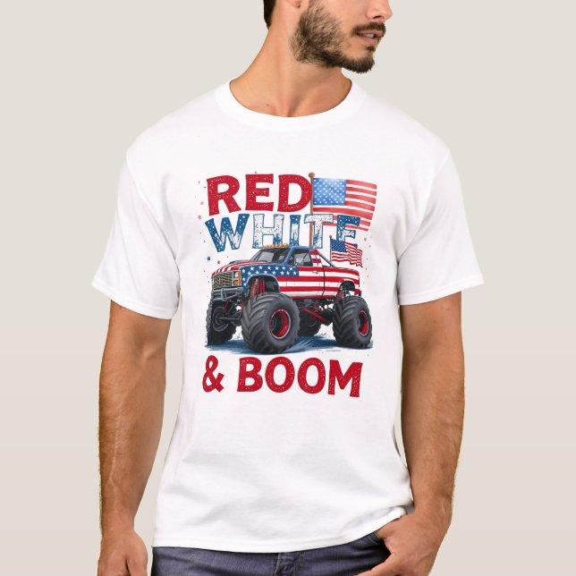 T-shirt Rouge Blanc Et Boum Tee, 4 juillet Chemise Drôle (Devant)