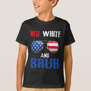 T-shirt Rouge Blanc Et Bruh 4 juillet Garçons Ado patrioti