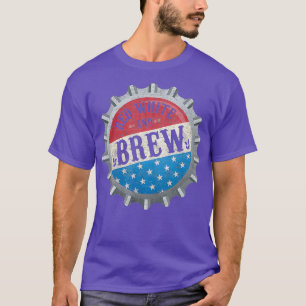T-shirt Rouge Blanc Et Brûler 4 juillet Artisanat Bière Pè