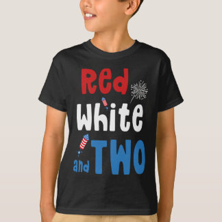 T-shirt Rouge Blanc Et Deux Anniversaire 4 Juillet América