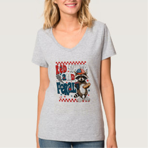 T-shirt Rouge Blanc Et Feral Raccoon 4 juillet Patriotique