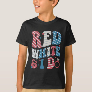 T-shirt Rouge Blanc Et Je Fais Mariage 4 juillet Drapeau A
