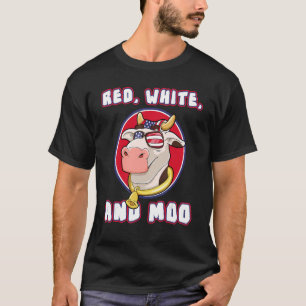 T-shirt Rouge Blanc Et Moo Juillet 4 Patriotique Cow Farme