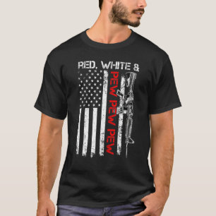 T-shirt Rouge Blanc Et Pew Patriotic Pro Gun Ar15 Rifle Us