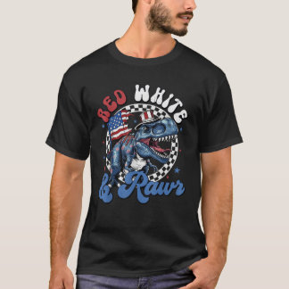 T-shirt Rouge Blanc Et Rawr Dino Dino T rex Dinosaurus 4e