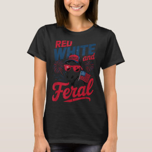 T-shirt Rouge Blanc Et Sauvage - Cheval Patriotique USA Me