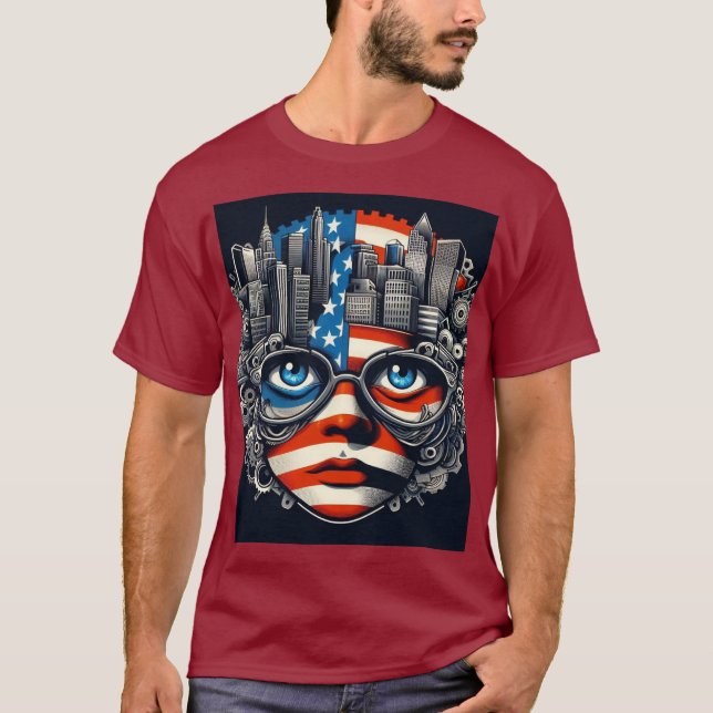 T-shirt . **Rouge, blanc et tendance** (Devant)
