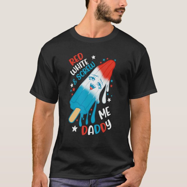 T-shirt Rouge Blanc Et Vis-Moi Papa (Devant)