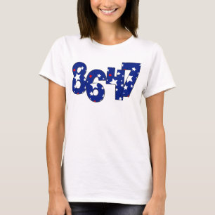 T-SHIRT ROUGE BLANC ÉTOILES BLEUES 8647 NUMÉROS ANTI TRUMP