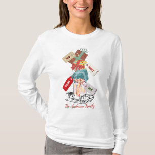 T-shirt Rouge blanc hiver Sleigh mignonne Noël moderne