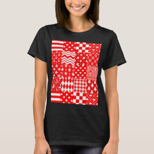 T-shirt Rouge blanc Mixte Motif Patchwork Design
