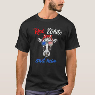 T-shirt Rouge Blanc & Moo 4 juillet Vêtements Usa Patrioti
