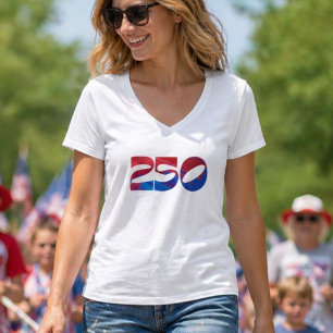 T-shirt Rouge Blanc Rayure Bleu Étoiles Amérique 250 Anniv
