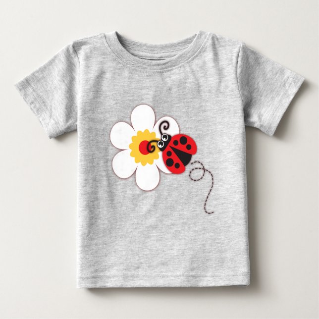 T-shirt rouge blanc rouge pour filles coccinelles (Devant)