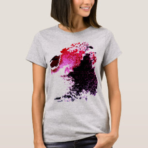 T-shirt Rouge Bourgogne Noir Peinture Splashes Design