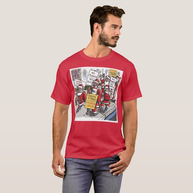 T-shirt rouge cardinal Santa Strike pour hommes (Devant entier)