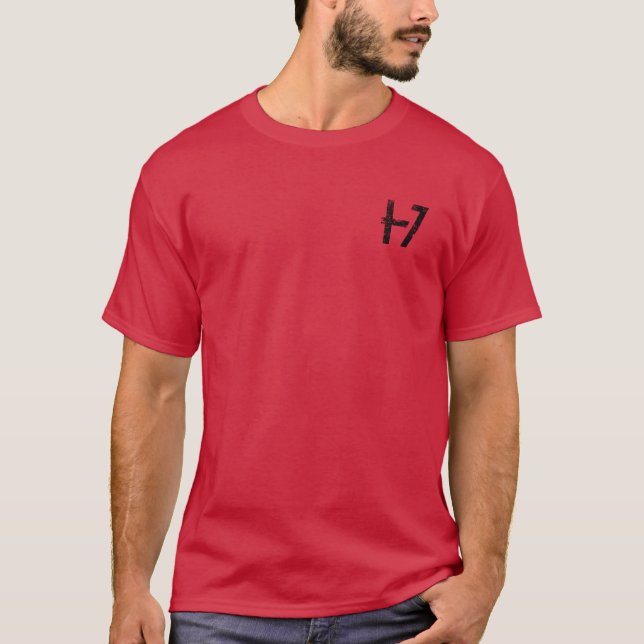 T-Shirt Rouge Cardinal Vétéran Militaire avec Drap (Devant)