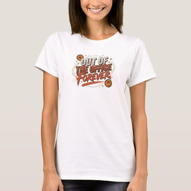 T-shirt Rouge Classique EN DEHORS DU BUREAU Conception Ori (Devant)