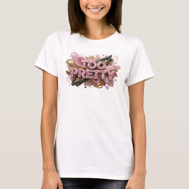 T-shirt Rouge Classique Texte en 3D TOO PRETTY (Devant)