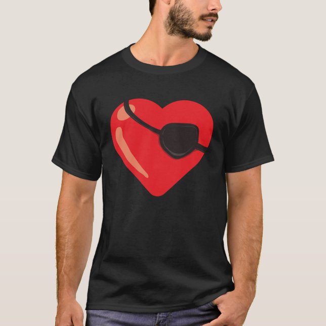 T-shirt Rouge Coeur Eyepatch Vêtements pour Hommes Femmes  (Devant)