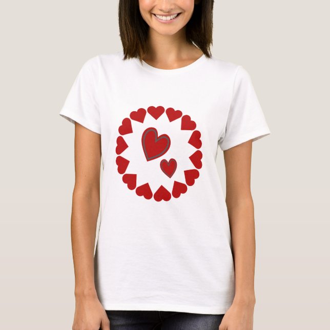 T-shirt rouge Coeur Heureuse Sainte-Valentin (Devant)