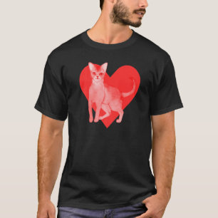 T-shirt Rouge Coeur mignon animal meilleur ami Abyssinian