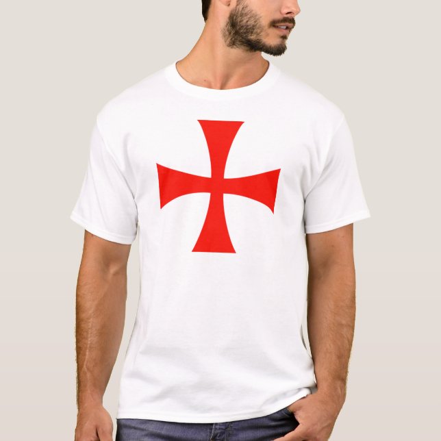 T-shirt Rouge croisé de Templar de chevaliers (Devant)