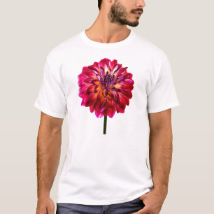 T-shirt Rouge Dahlia Tintée Avec Jaune