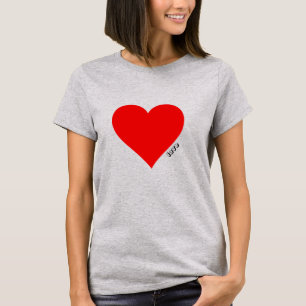 T-shirt rouge d'amour de logo de coeur