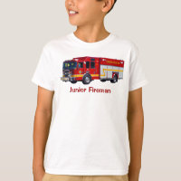 T-shirt rouge d'amusement de pompe à incendie "de