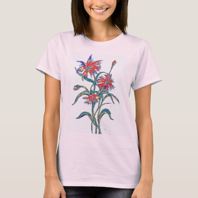 T-shirt rouge de bleuets (Devant)