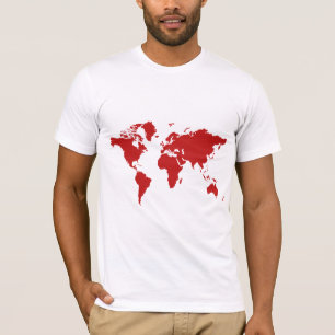 T-shirt rouge de carte du monde
