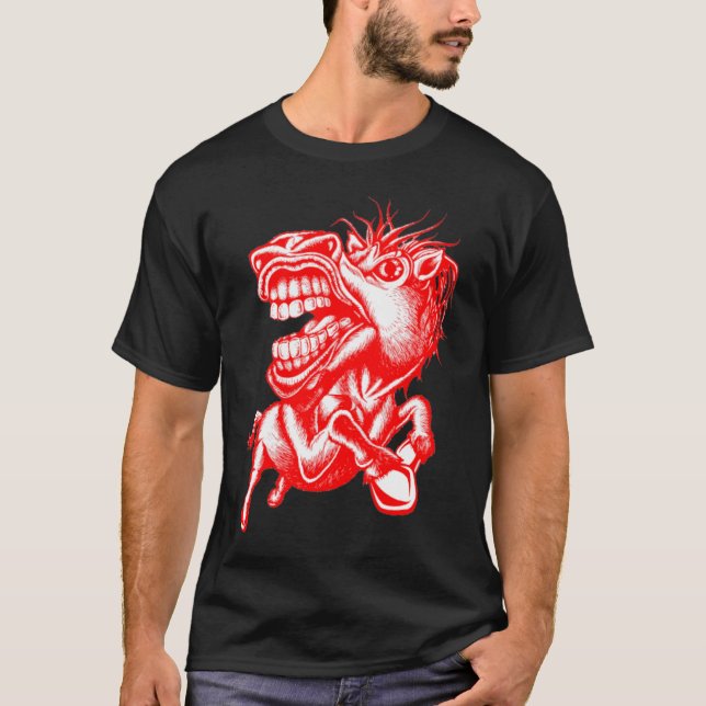 T-shirt Rouge de cheval de rodéo (Devant)