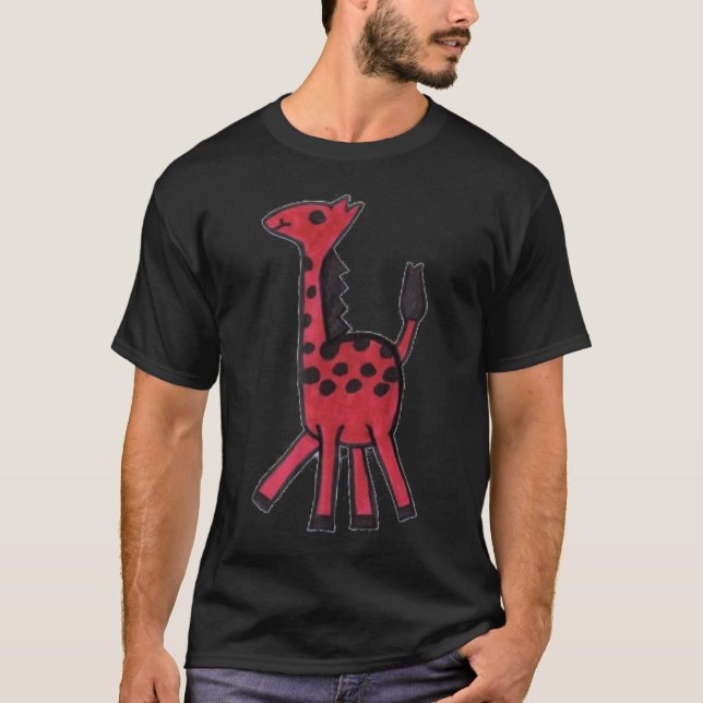 T-shirt rouge de girafe (Devant)