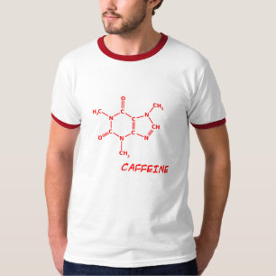T-shirt rouge de molécule de caféine