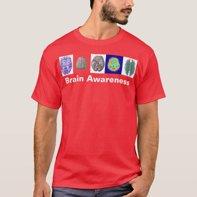 T-shirt Rouge de pièce en t de conscience de cerveau (Devant)