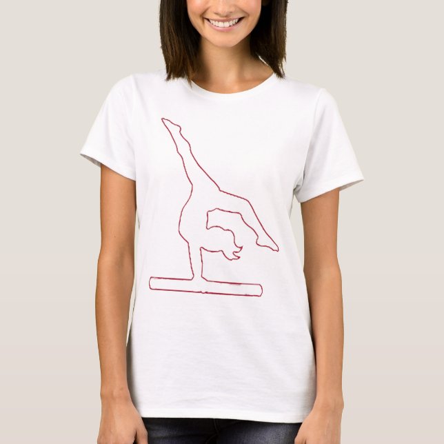T-SHIRT ROUGE DE SILHOUETTE DE GYMNASTE DE CHARBON (Devant)