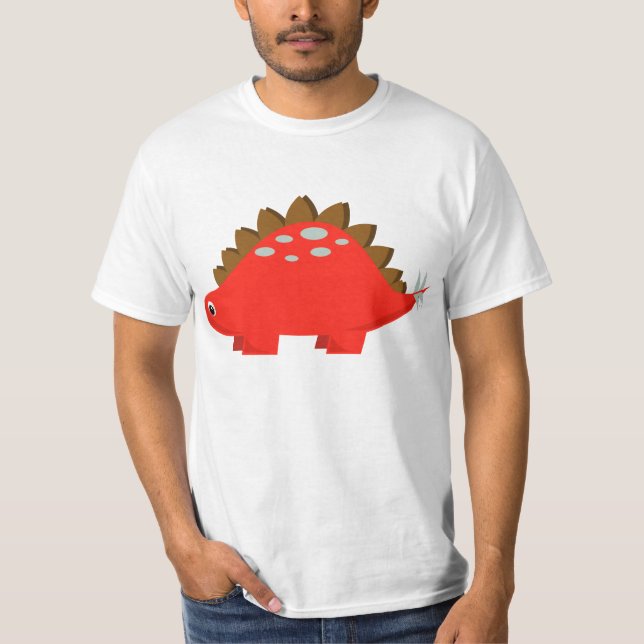 T-shirt rouge de Stegosaurus (Devant)