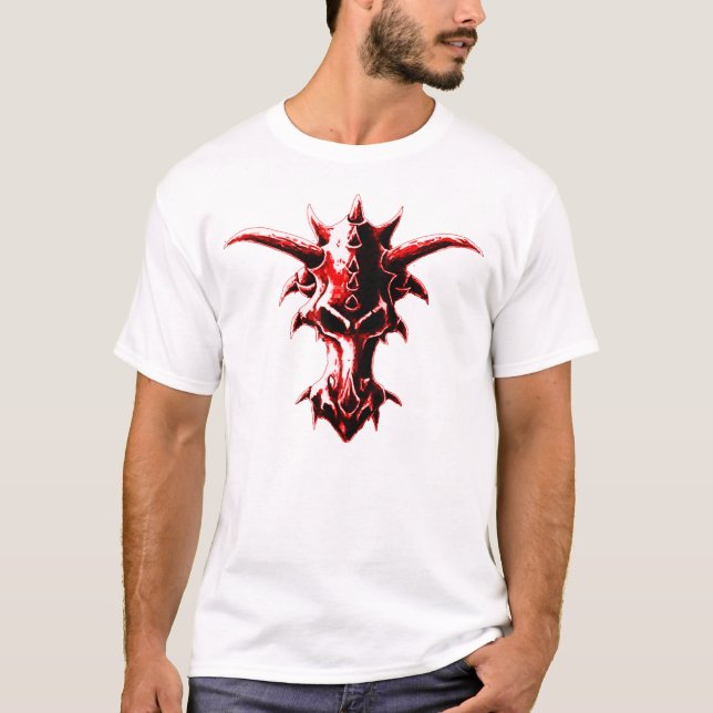 T-shirt Rouge démoniaque de crâne de dragon (Devant)