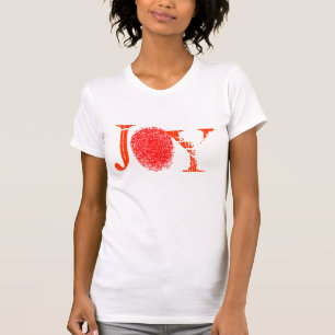 T-shirt rouge d'empreinte digitale de joie